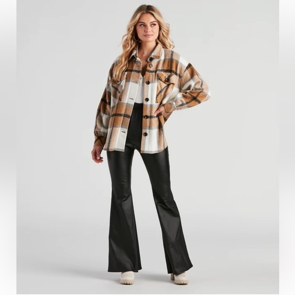 New With Tags Brushed Flannel Plaid Jacket Shacket Size Large - Picture 2 of 4